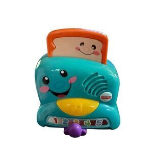 Vintage Fisher-Price Smiling Toaster Toy - Blue and Yellow light & sound
